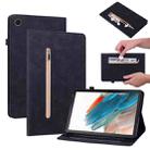 For Samsung Galaxy Tab А8 10.5 SM-X200 Skin Feel Solid Color Zipper Leather Tablet Case(Black) - 1