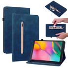 For Samsung Galaxy Tab A 10.1 2019 T510 Skin Feel Solid Color Zipper Leather Tablet Case(Blue) - 1