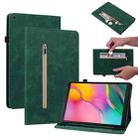 For Samsung Galaxy Tab A 10.1 2019 T510 Skin Feel Solid Color Zipper Leather Tablet Case(Green) - 1