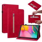 For Samsung Galaxy Tab A 10.1 2019 T510 Skin Feel Solid Color Zipper Leather Tablet Case(Red) - 1