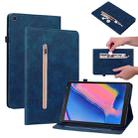 For Samsung Tab A 8.0 2019 8.0 T290 Skin Feel Solid Color Zipper Leather Tablet Case(Blue) - 1