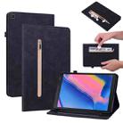 For Samsung Tab A 8.0 2019 8.0 T290 Skin Feel Solid Color Zipper Leather Tablet Case(Black) - 1