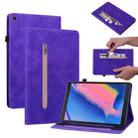 For Samsung Tab A 8.0 2019 8.0 T290 Skin Feel Solid Color Zipper Leather Tablet Case(Purple) - 1