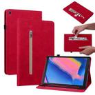 For Samsung Tab A 8.0 2019 8.0 T290 Skin Feel Solid Color Zipper Leather Tablet Case(Red) - 1