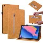 For Samsung Tab A 8.0 2019 8.0 T290 Skin Feel Solid Color Zipper Leather Tablet Case(Yellow) - 1