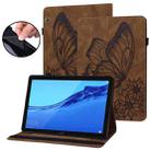 For Huawei MediaPad T5 Big Butterfly Embossed Leather Tablet Case(Brown) - 1