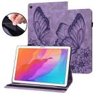 For Huawei MatePad T 10s Big Butterfly Embossed Leather Tablet Case(Purple) - 1