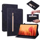 For Samsung Galaxy Tab A7 10.4 2020 SM-T500 Skin Feel Solid Color Zipper Smart Leather Tablet Case(Black) - 1
