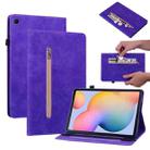 For Samsung Galaxy Tab S6 Lite SM-P610 Skin Feel Solid Color Zipper Smart Leather Tablet Case(Purple) - 1