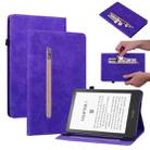 For Amazon Kindle Paperwhite 5 2021 Skin Feel Solid Color Zipper Smart Leather Tablet Case(Purple) - 1