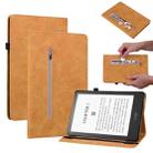 For Amazon Kindle Paperwhite 5 2021 Skin Feel Solid Color Zipper Smart Leather Tablet Case(Yellow) - 1