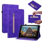 For Amazon Kindle HD 10 2019 / 2017 Skin Feel Solid Color Zipper Smart Leather Tablet Case(Purple) - 1