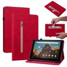 For Amazon Kindle HD 10 2019 / 2017 Skin Feel Solid Color Zipper Smart Leather Tablet Case(Red) - 1