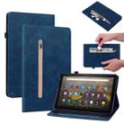 For Amazon Kindle HD 8 2020 Skin Feel Solid Color Zipper Smart Leather Tablet Case(Blue) - 1