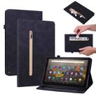 For Amazon Kindle HD 8 2020 Skin Feel Solid Color Zipper Smart Leather Tablet Case(Black) - 1