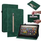 For Amazon Kindle HD 8 2020 Skin Feel Solid Color Zipper Smart Leather Tablet Case(Green) - 1