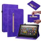 For Amazon Kindle HD 8 2020 Skin Feel Solid Color Zipper Smart Leather Tablet Case(Purple) - 1