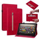 For Amazon Kindle HD 8 2020 Skin Feel Solid Color Zipper Smart Leather Tablet Case(Red) - 1