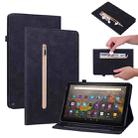 For Amazon Kindle HD 10 2021 / HD 10 Plus 2021 Skin Feel Solid Color Zipper Smart Leather Tablet Case(Black) - 1