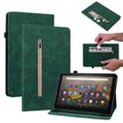 For Amazon Kindle HD 10 2021 / HD 10 Plus 2021 Skin Feel Solid Color Zipper Smart Leather Tablet Case(Green) - 1