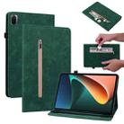 For Xiaomi Pad 5 Pro / Pad 5 Skin Feel Solid Color Zipper Smart Leather Tablet Case(Green) - 1