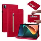For Xiaomi Pad 5 Pro / Pad 5 Skin Feel Solid Color Zipper Smart Leather Tablet Case(Red) - 1