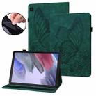 For Samsung Galaxy Tab A7 Lite T220/T225 Big Butterfly Embossed Leather Tablet Case(Green) - 1