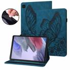 For Samsung Galaxy Tab A7 Lite T220/T225 Big Butterfly Embossed Leather Tablet Case(Blue) - 1