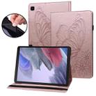 For Samsung Galaxy Tab A7 Lite T220/T225 Big Butterfly Embossed Leather Tablet Case(Rose Gold) - 1