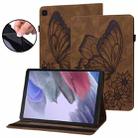 For Samsung Galaxy Tab A7 Lite T220/T225 Big Butterfly Embossed Leather Tablet Case(Brown) - 1