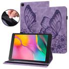 For Samsung Galaxy Tab A 8.0 2019 T290/T295 Big Butterfly Embossed Leather Tablet Case(Purple) - 1