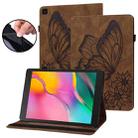 For Samsung Galaxy Tab A 8.0 2019 T290/T295 Big Butterfly Embossed Leather Tablet Case(Brown) - 1