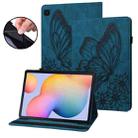 For Samsung Galaxy Tab S6 Lite P610 Big Butterfly Embossed Smart Leather Tablet Case(Blue) - 1