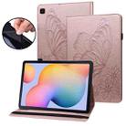 For Samsung Galaxy Tab S6 Lite P610 Big Butterfly Embossed Smart Leather Tablet Case(Rose Gold) - 1