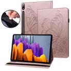 For Samsung Galaxy Tab S7 T870 Big Butterfly Embossed Leather Tablet Case(Rose Gold) - 1