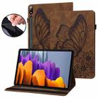 For Samsung Galaxy Tab S7 T870 Big Butterfly Embossed Leather Tablet Case(Brown) - 1
