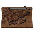 For Samsung Galaxy Tab S7 T870 Big Butterfly Embossed Leather Tablet Case(Brown) - 5