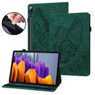 For Samsung Galaxy Tab S8 Big Butterfly Embossed Leather Tablet Case(Green) - 1