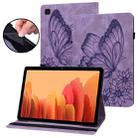 For Samsung Galaxy Tab A7 T500 Big Butterfly Embossed Leather Tablet Case(Purple) - 1