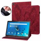 For Lenovo Tab M10 Plus 10.6 3rd Gen 2022 Big Butterfly Embossed Leather Tablet Case(Red) - 1