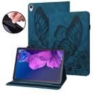 For Lenovo Tab P11 Big Butterfly Embossed Leather Tablet Case(Blue) - 1