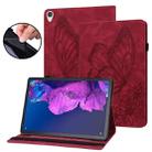 For Lenovo Tab P11 Big Butterfly Embossed Leather Tablet Case(Red) - 1
