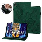 For Lenovo Legion Y700 Big Butterfly Embossed Leather Tablet Case(Green) - 1