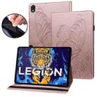 For Lenovo Legion Y700 Big Butterfly Embossed Leather Tablet Case(Rose Gold) - 1