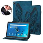 For Lenovo Tab M10 HD 2nd Gen Big Butterfly Embossed Leather Tablet Case(Blue) - 1