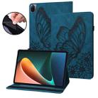 For Xiaomi Pad 5 Pro Big Butterfly Embossed Leather Tablet Case(Blue) - 1