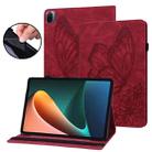 For Xiaomi Pad 5 Pro Big Butterfly Embossed Leather Tablet Case(Red) - 1