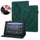 For Amazon Kindle Fire HD 10 / 10 Plus 2021 Big Butterfly Embossed Leather Tablet Case(Green) - 1