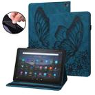 For Amazon Kindle Fire HD 10 / 10 Plus 2021 Big Butterfly Embossed Leather Tablet Case(Blue) - 1