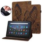 For Amazon Kindle Fire HD 10 / 10 Plus 2021 Big Butterfly Embossed Leather Tablet Case(Brown) - 1